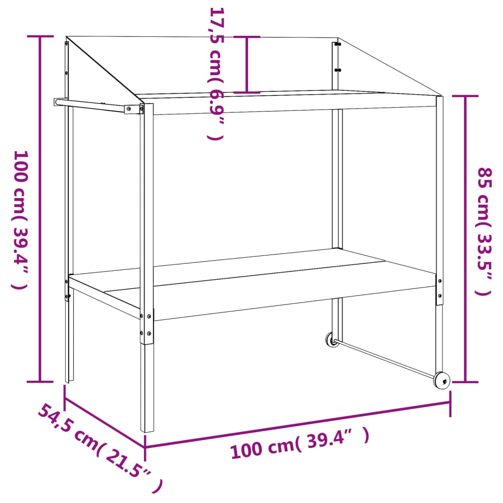 Supporto per Piante Antracite 100x54,5x100 cm Acciaio Zincato - homemem39