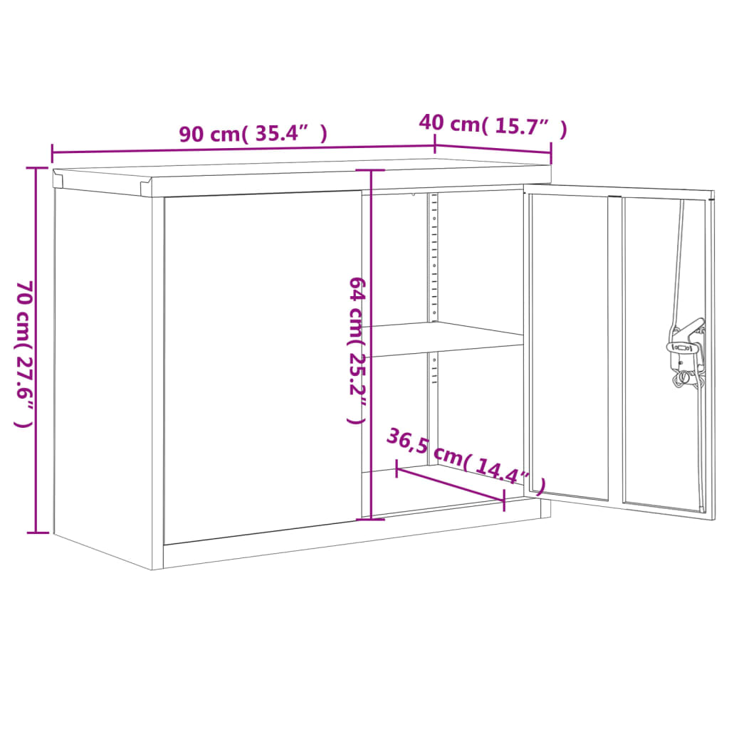 Armadio Classificatore Grigio Chiaro 90x40x70 cm in Acciaio - homemem39