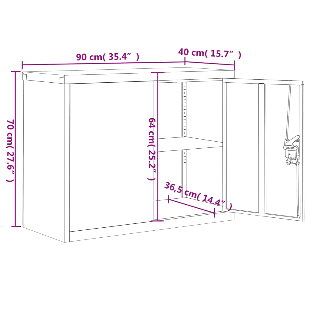 Armadio Classificatore Antracite e Bianco 90x40x70cm in Acciaio - homemem39