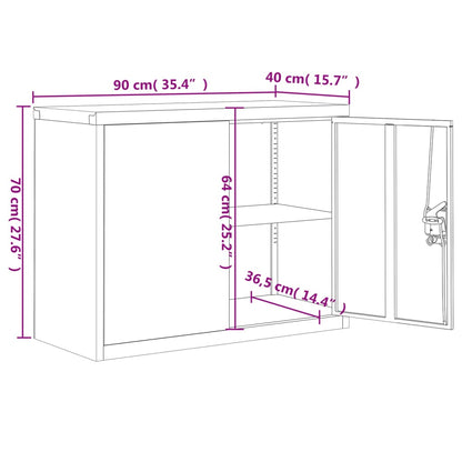 Armadio Classificatore Antracite e Bianco 90x40x70cm in Acciaio - homemem39