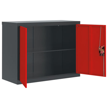 Armadio Classificatore Antracite e Rosso 90x40x70 cm in Acciaio - homemem39