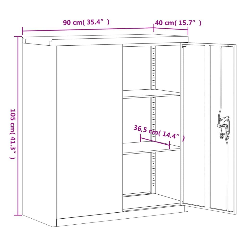 Armadio Classificatore Grigio Chiaro 90x40x105 cm in Acciaio - homemem39