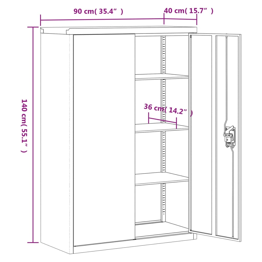 Armadio Classificatore Antracite 90x40x140 cm in Acciaio - homemem39