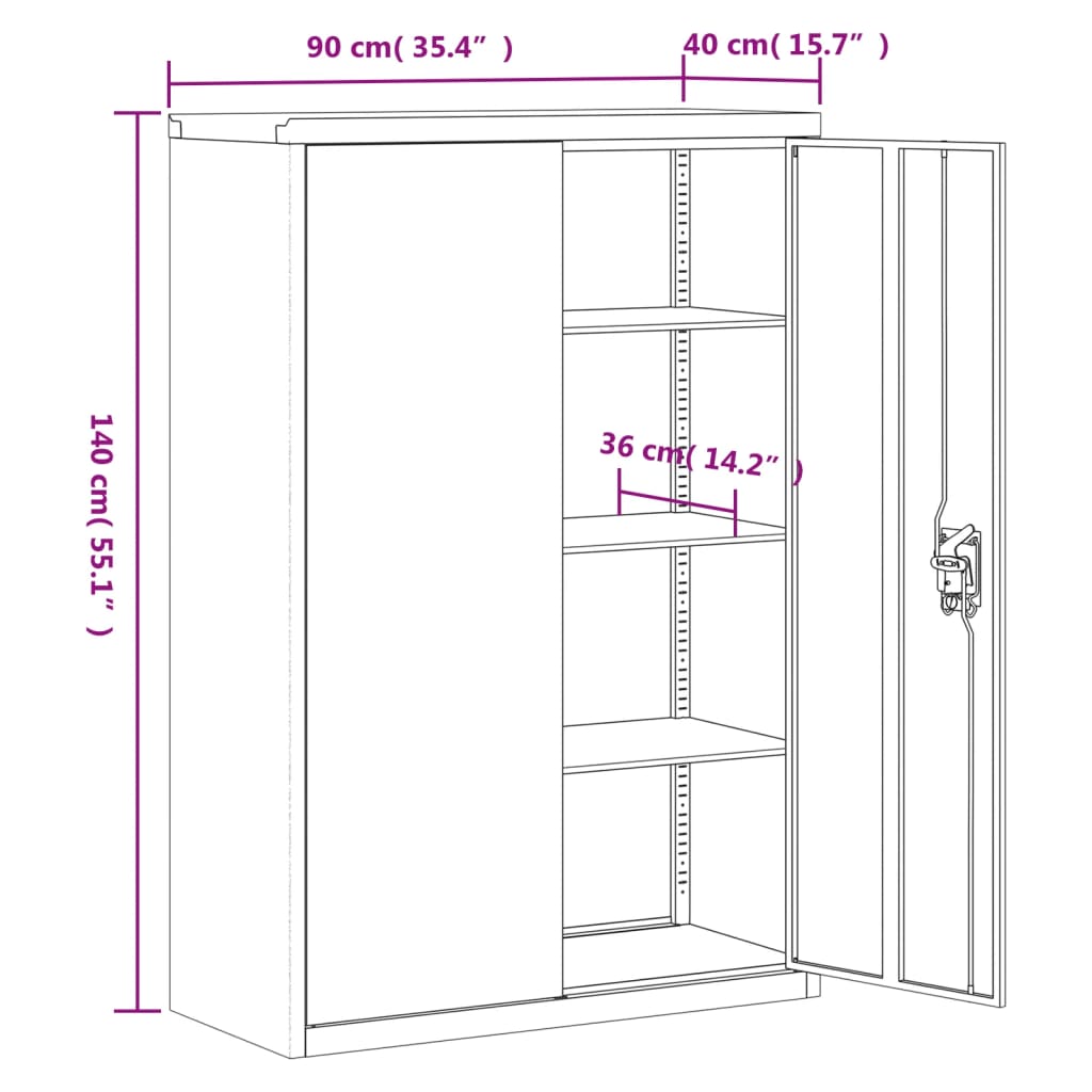 Armadio Classificatore Antracite e Rosso 90x40x140cm in Acciaio - homemem39