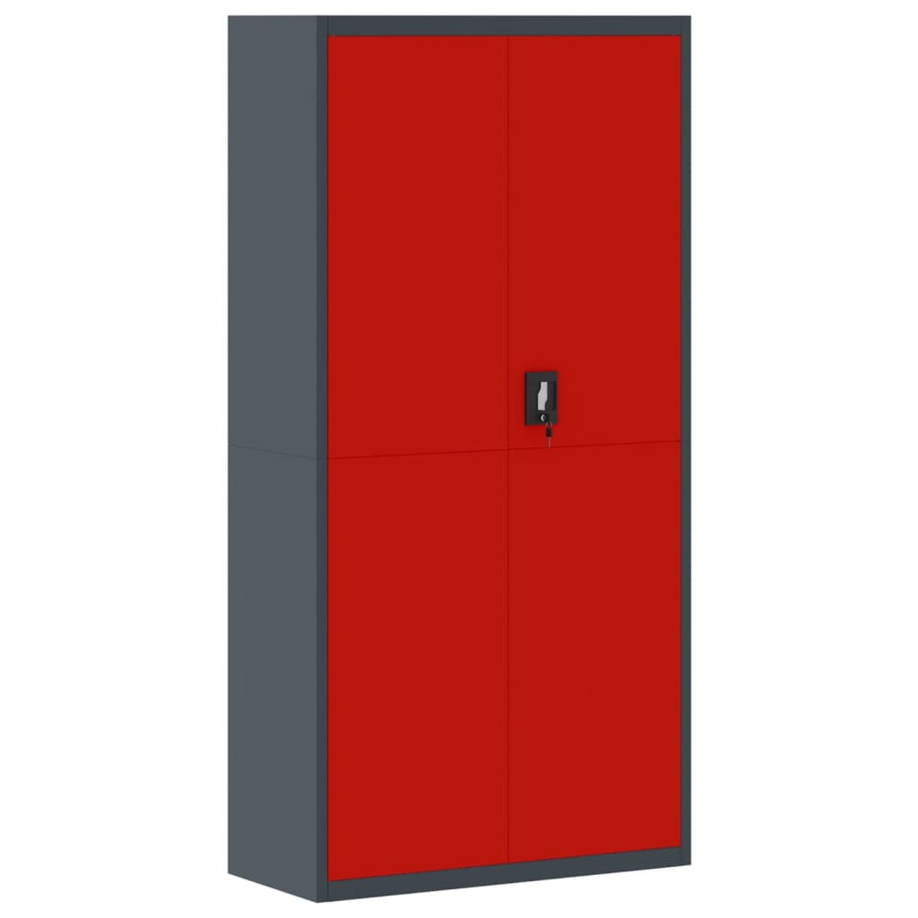 Armadio Classificatore Antracite e Rosso 90x40x180cm in Acciaio - homemem39