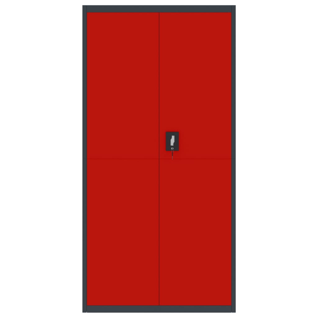 Armadio Classificatore Antracite e Rosso 90x40x180cm in Acciaio - homemem39