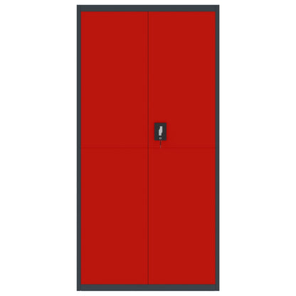 Armadio Classificatore Antracite e Rosso 90x40x180cm in Acciaio - homemem39