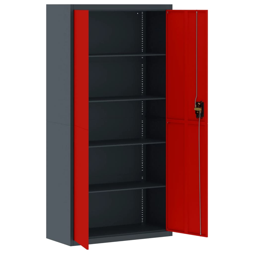 Armadio Classificatore Antracite e Rosso 90x40x180cm in Acciaio - homemem39