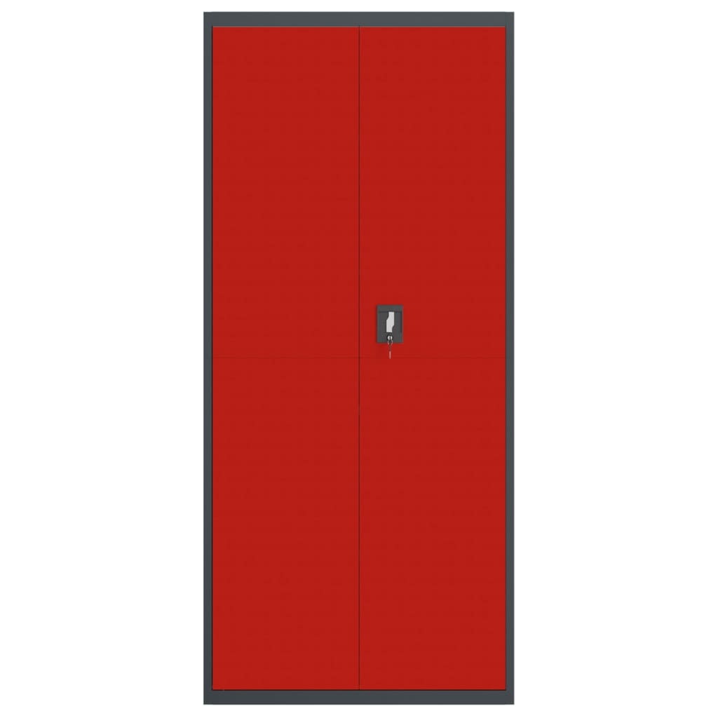 Armadio Classificatore Antracite e Rosso 90x40x200cm in Acciaio - homemem39