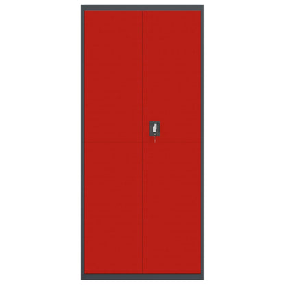 Armadio Classificatore Antracite e Rosso 90x40x200cm in Acciaio - homemem39