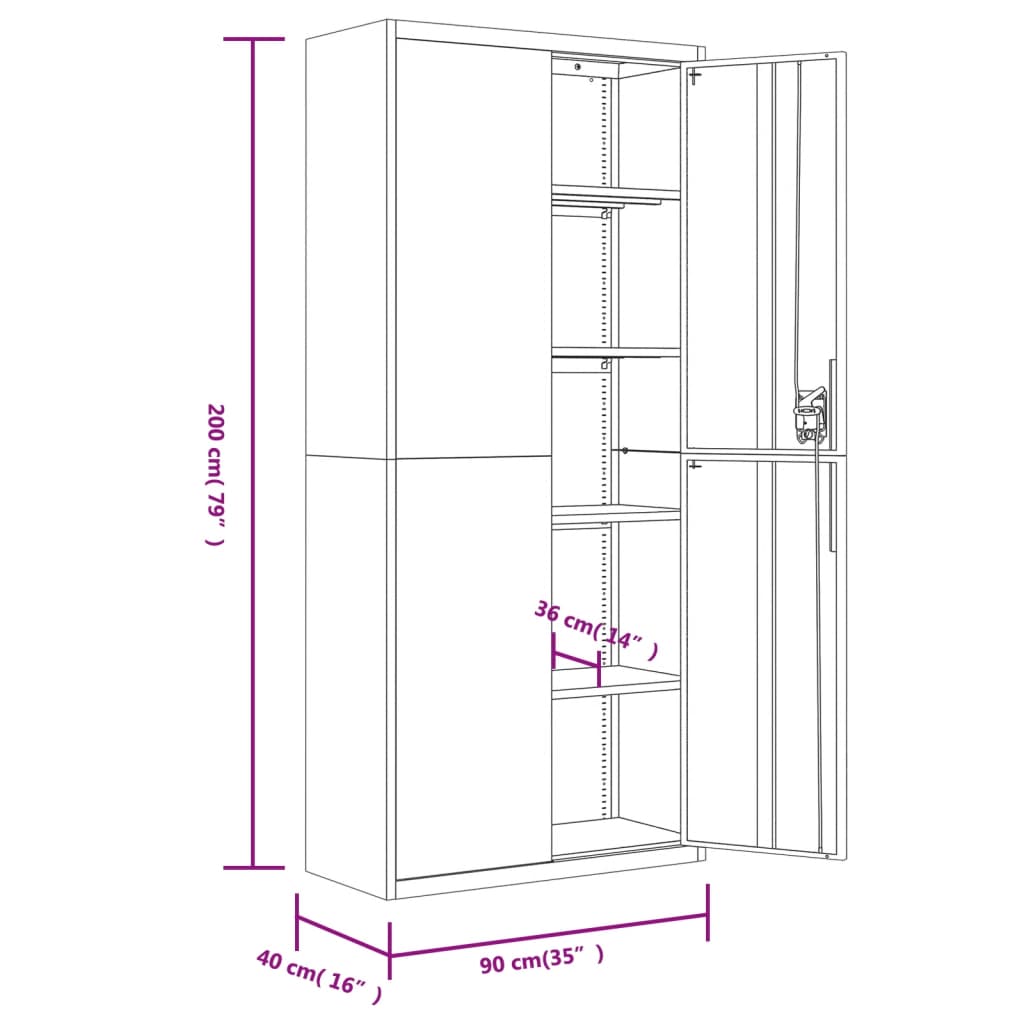 Armadio Classificatore Grigio Chiaro e Blu 90x40x200 cm Acciaio - homemem39