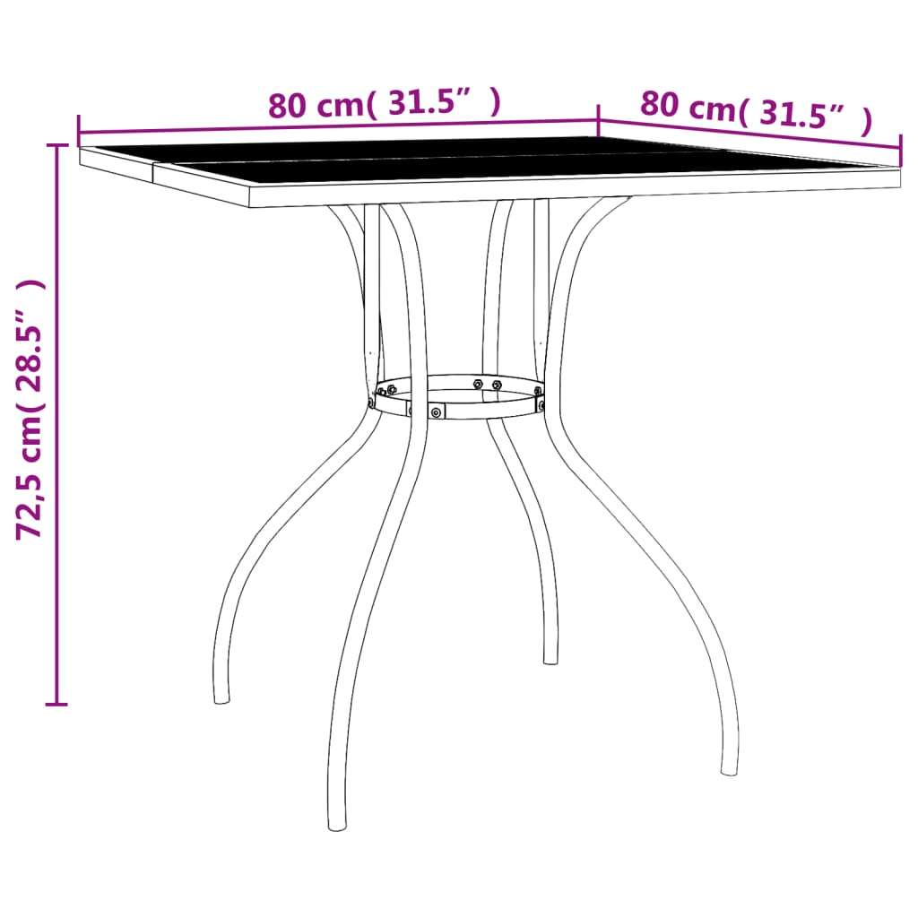 Set da Pranzo da Giardino 3 pz in Acciaio Antracite - homemem39