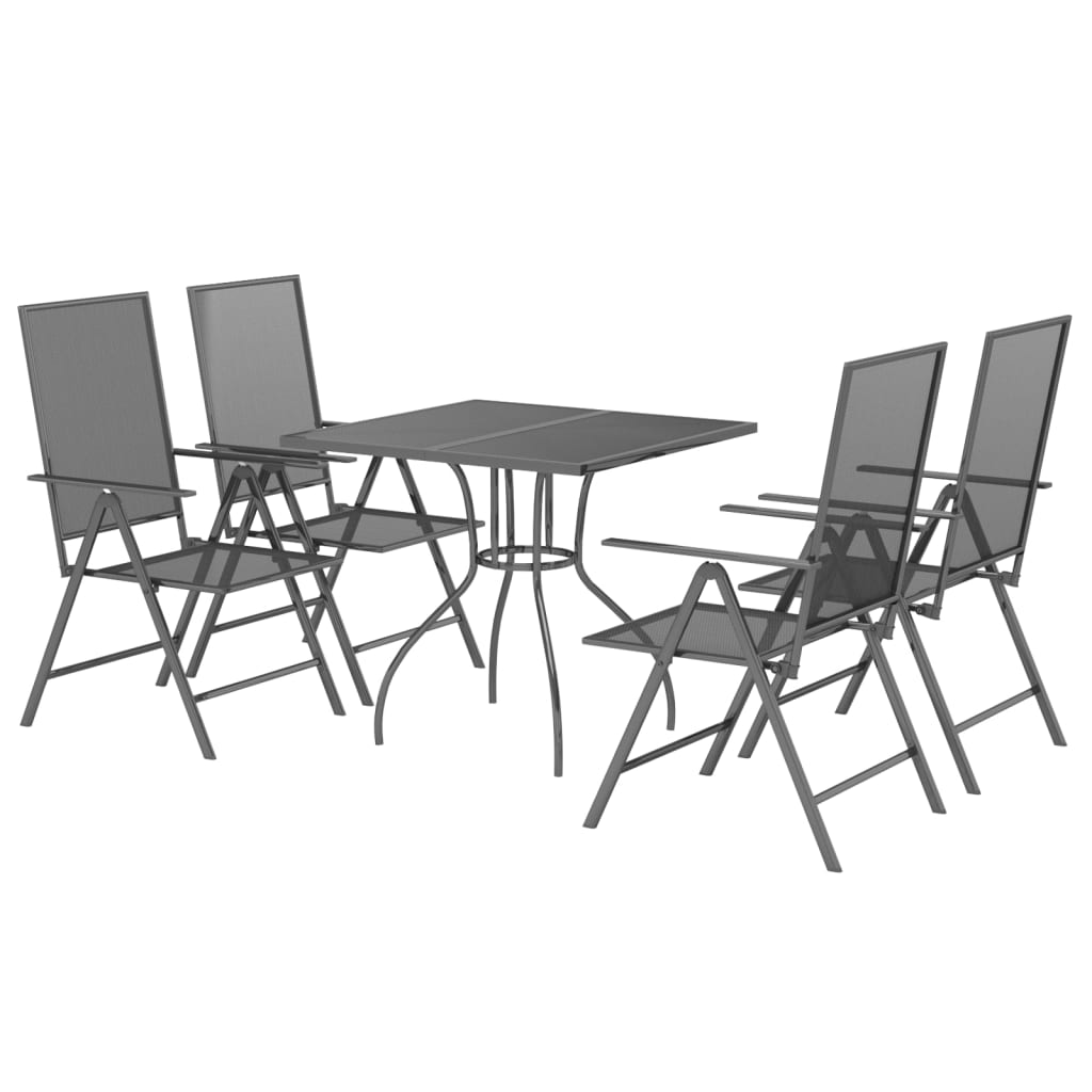 Set da Pranzo da Giardino 5 pz in Acciaio Antracite - homemem39