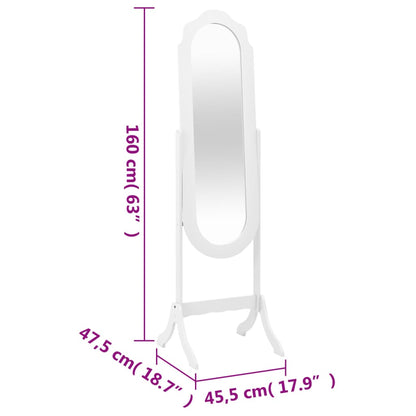 Specchio Autoportante Bianco 45,5x47,5x160 cm Legno Multistrato - homemem39