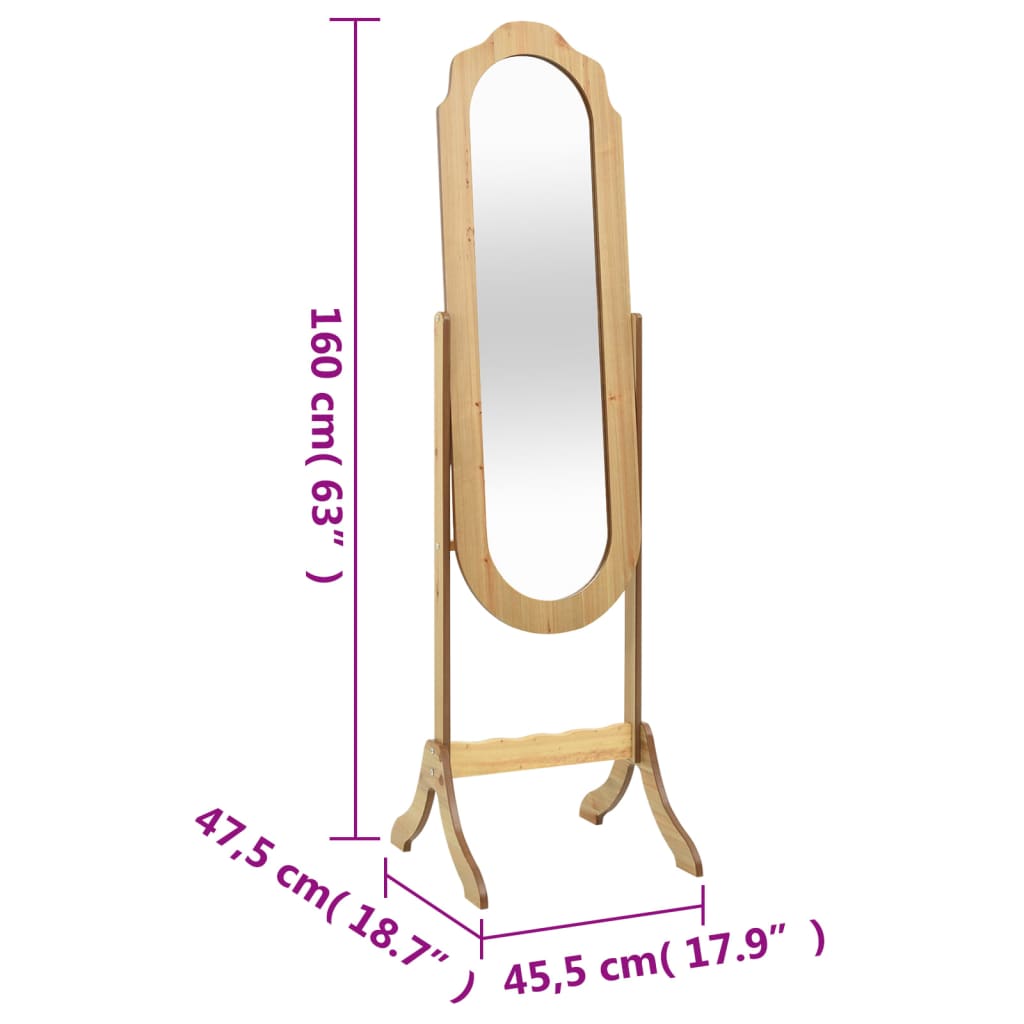 Specchio Autoportante 45,5x47,5x160 cm in Legno Multistrato - homemem39