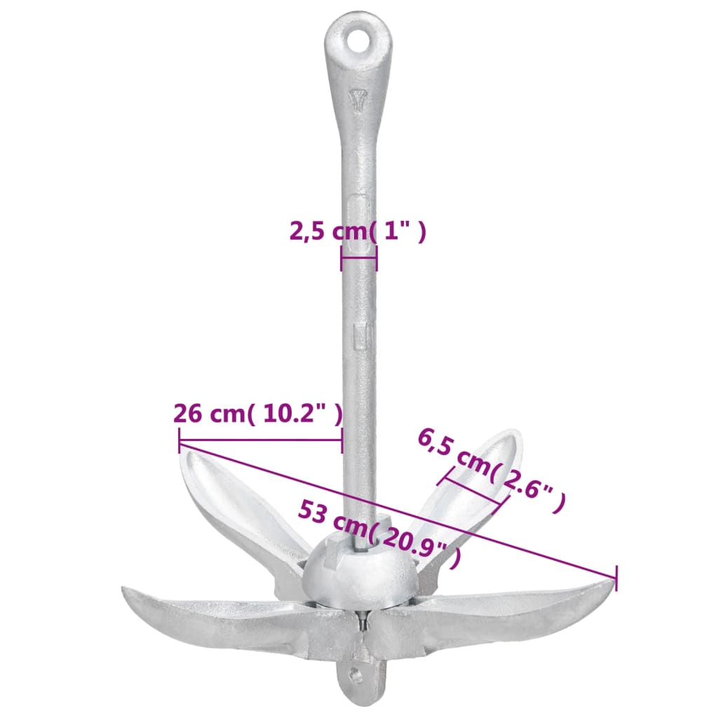 Ancora Pieghevole Argento 8 kg in Ferro Malleabile - homemem39