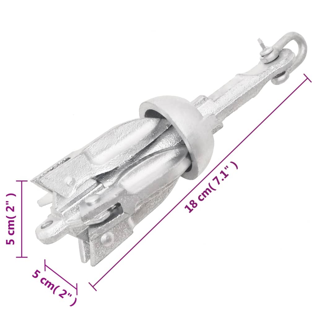 Ancora Pieghevole con Corda Argento 0,7 kg in Ferro Malleabile - homemem39