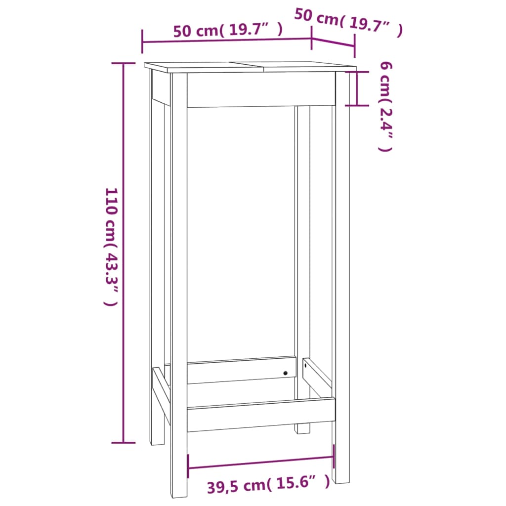 Set da Bar 5 pz Nero in Legno Massello di Pino - homemem39