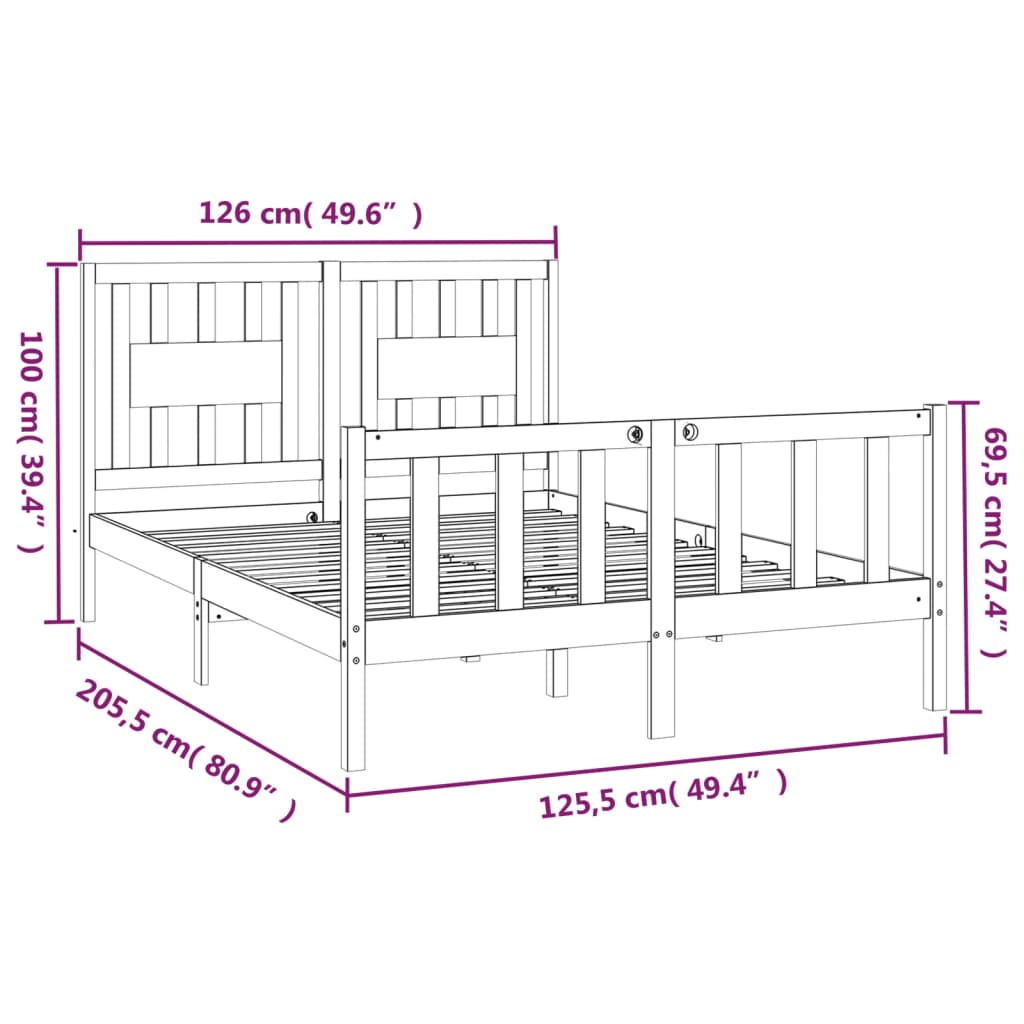 Giroletto con Testiera in Legno Massello di Pino 120x200 cm - homemem39