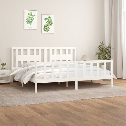 Giroletto con Testiera Bianco Legno Massello di Pino 200x200 cm - homemem39