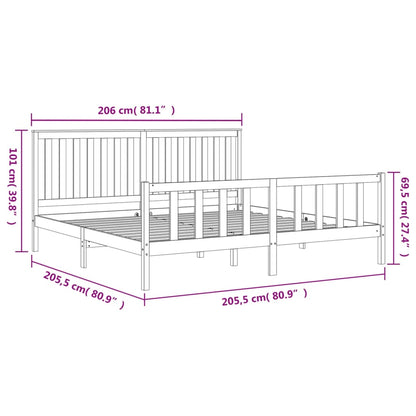 Giroletto con Testiera Nero 200x200 cm Legno Massello di Pino - homemem39