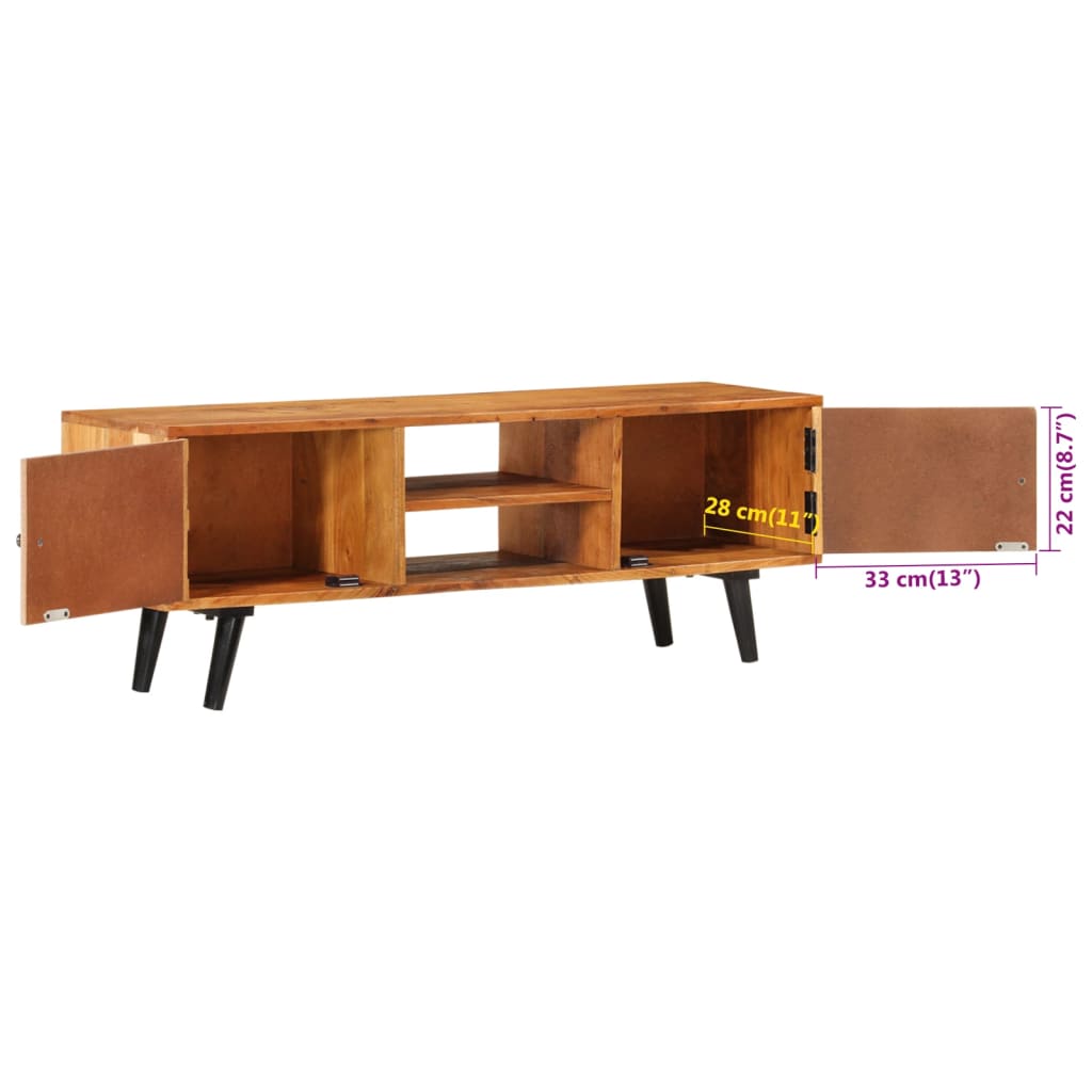 Mobile TV con Ante 112x30x40cm Legno Massello Acacia e Metallo - homemem39