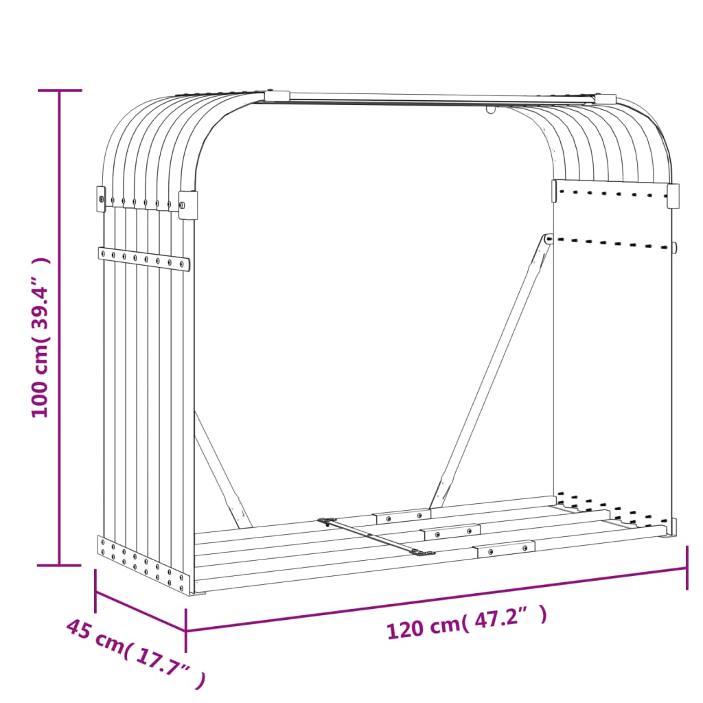 Portaceppi Grigio Chiaro 120x45x100 cm in Acciaio Zincato - homemem39