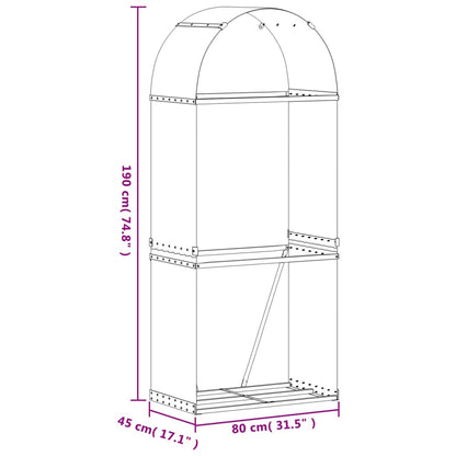 Portaceppi Antracite 80x45x190 cm in Acciaio Zincato - homemem39