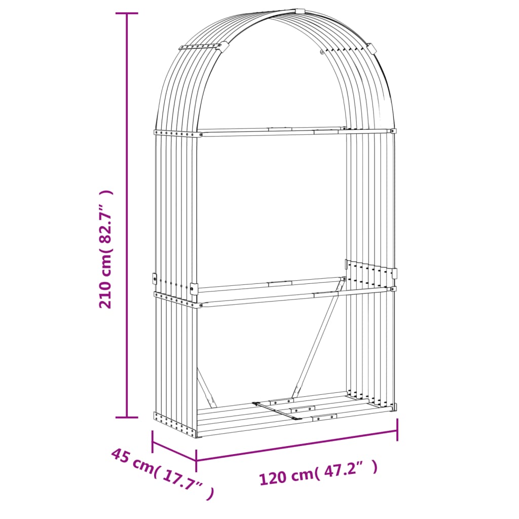 Portaceppi Marrone 120x45x210 cm in Acciaio Zincato - homemem39