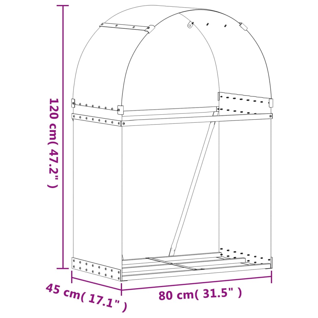 Portaceppi Marrone Chiaro 80x45x120 cm in Acciaio Zincato - homemem39