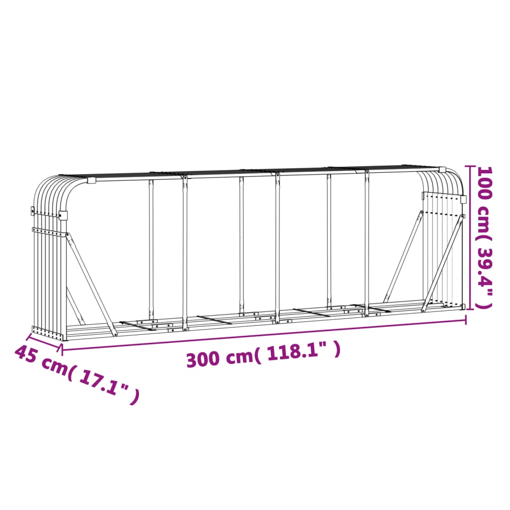 Portaceppi Marrone Chiaro 300x45x100 cm in Acciaio Zincato - homemem39