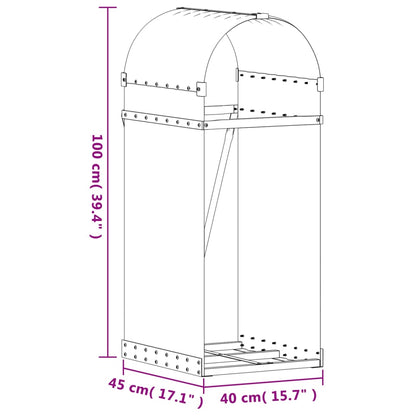 Portaceppi Argento 40x45x100 cm in Acciaio Zincato - homemem39