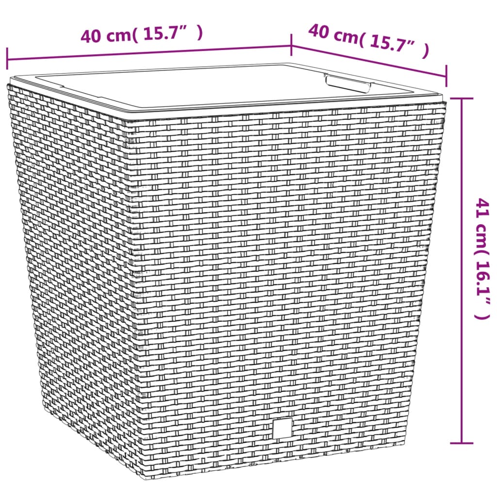 Fioriera con Interno Rimovibile Antracite 37 / 64 L PP Rattan - homemem39