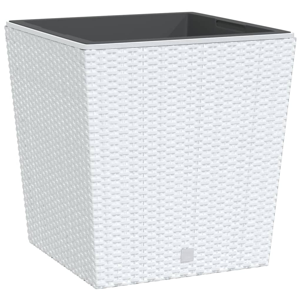 Fioriera con Interno Rimovibile Bianco 37 / 64 L PP Rattan - homemem39