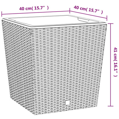 Fioriera con Interno Rimovibile Bianco 37 / 64 L PP Rattan - homemem39