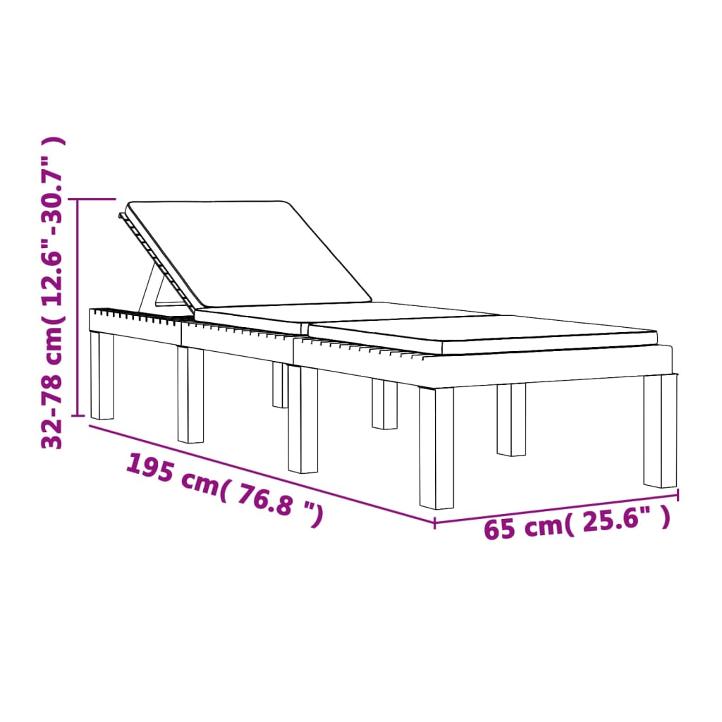 Lettino Prendisole con Cuscini Antracite in PP - homemem39