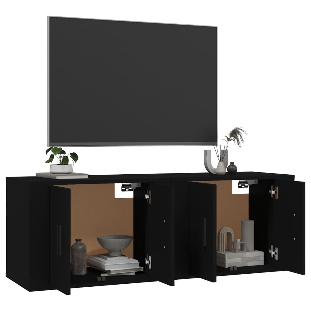 Mobili Porta TV a Parete 2 pz Nero 57x34,5x40 cm - homemem39