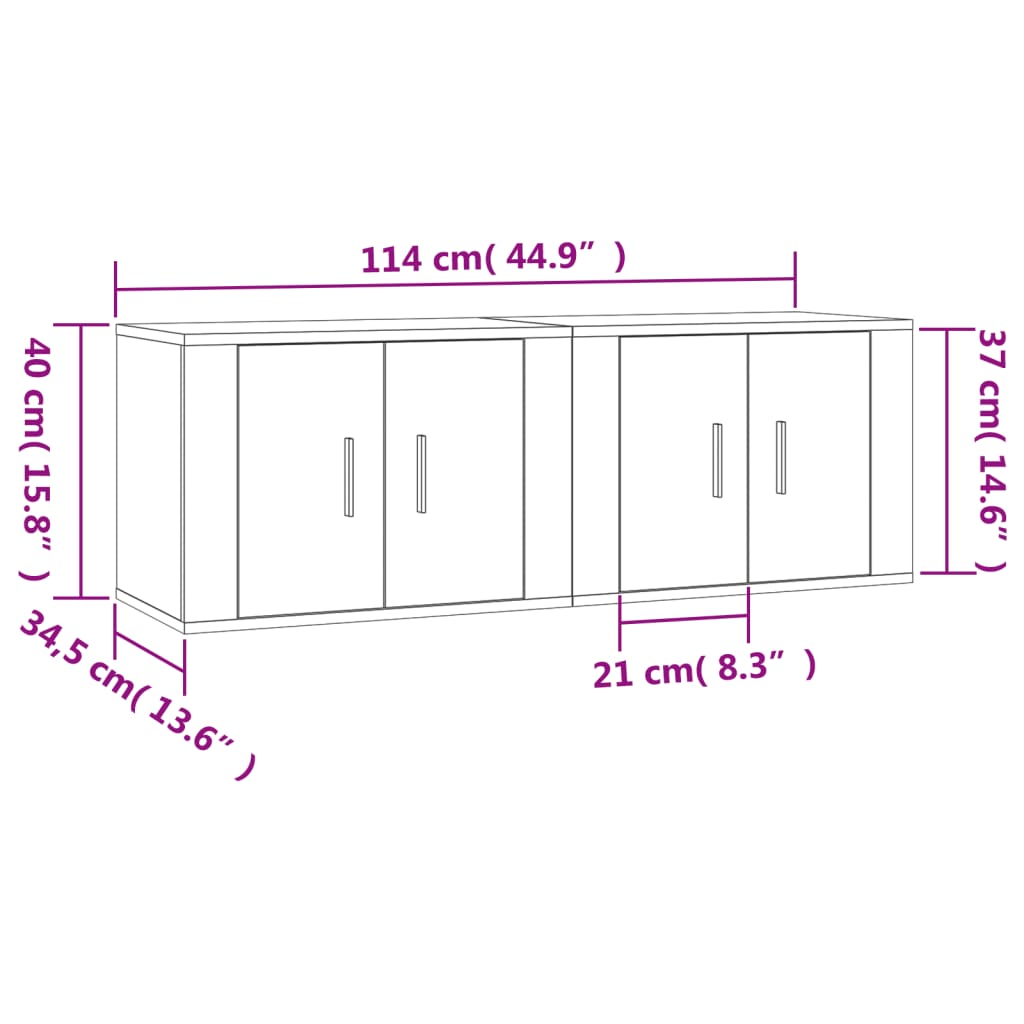 Mobili Porta TV a Parete 2 pz Nero 57x34,5x40 cm - homemem39