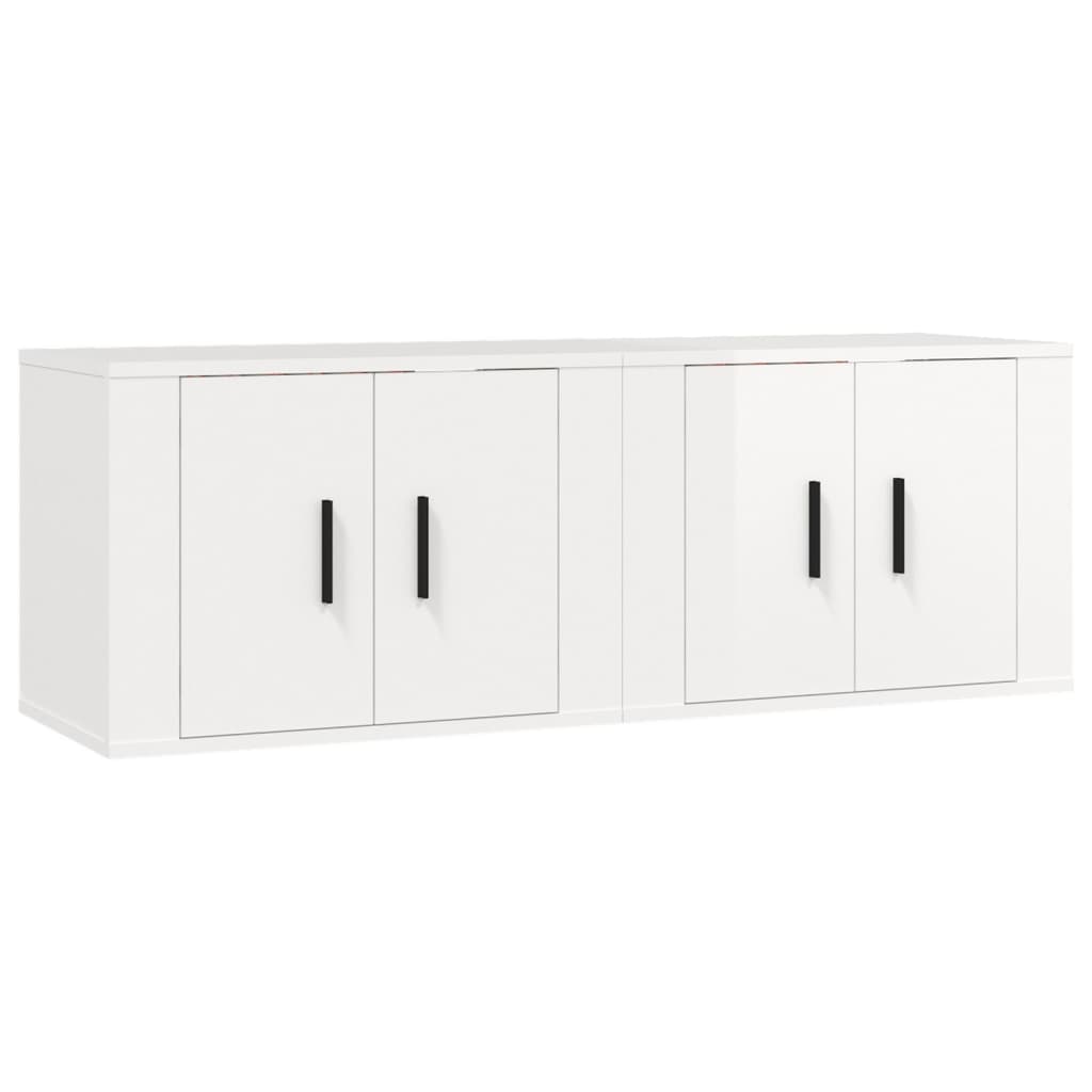 Mobili Porta TV a Parete 2 pz Bianco Lucido 57x34,5x40 cm - homemem39