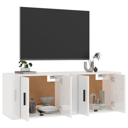 Mobili Porta TV a Parete 2 pz Bianco Lucido 57x34,5x40 cm - homemem39