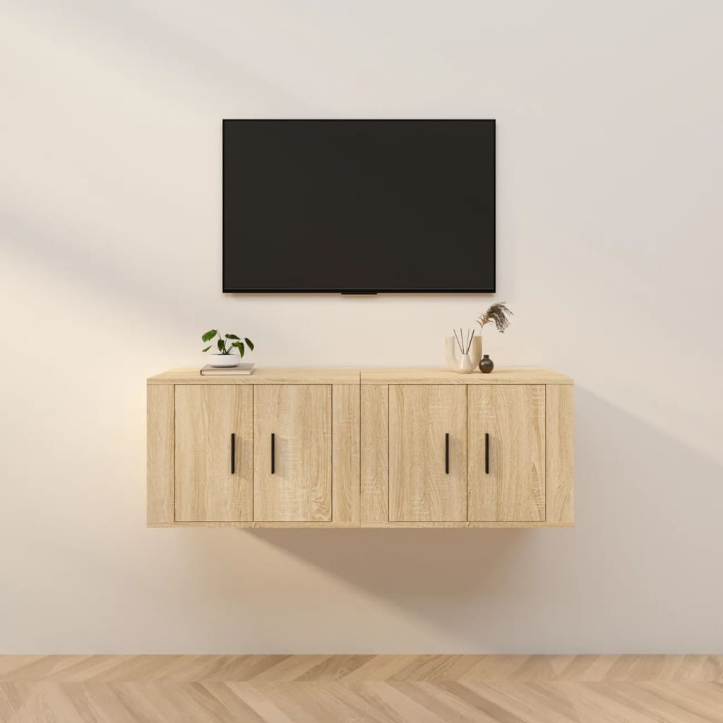 Mobili Porta TV a Parete 2 pz Rovere Sonoma 57x34,5x40 cm - homemem39