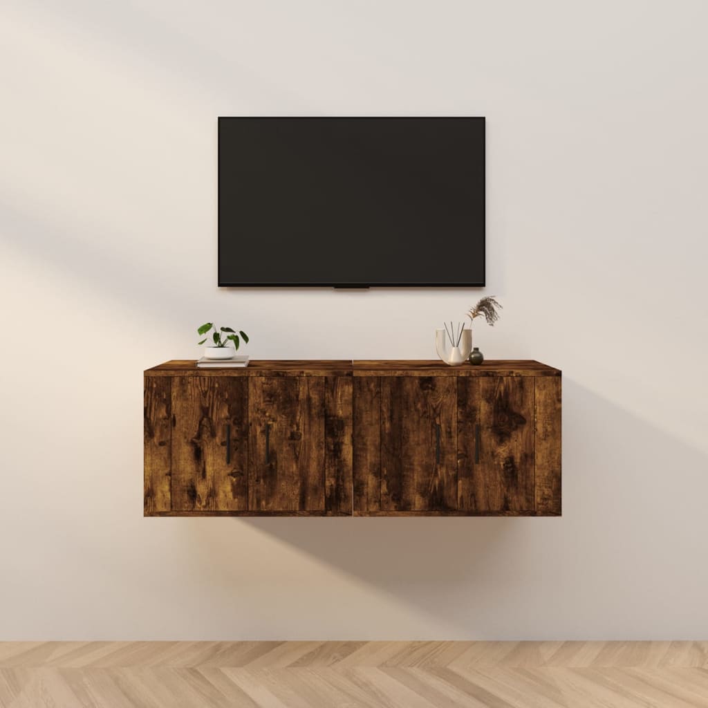 Mobili Porta TV a Parete 2 pz Rovere Fumo 57x34,5x40 cm - homemem39