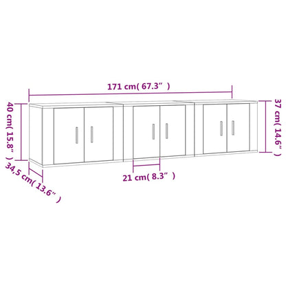 Mobili Porta TV a Parete 3 pz Bianco 57x34,5x40 cm - homemem39