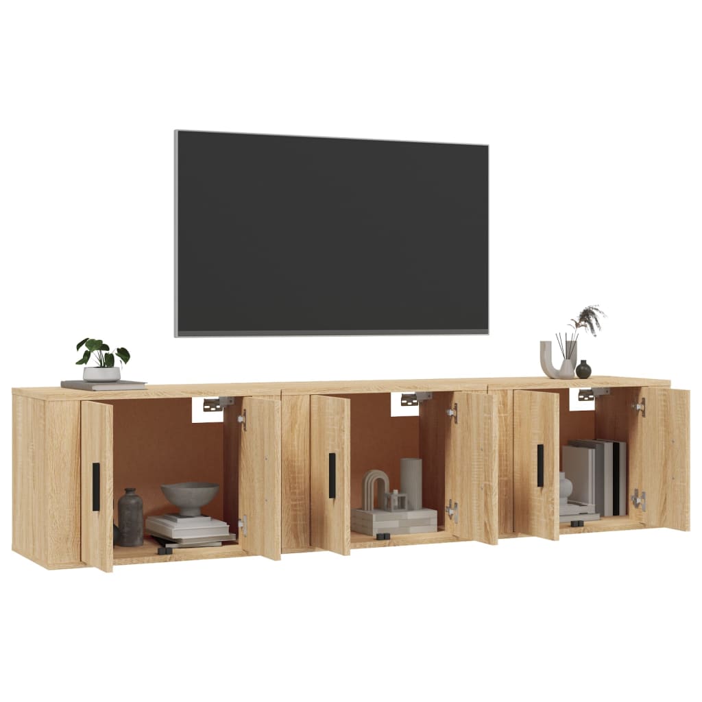 Mobili Porta TV a Parete 3 pz Rovere Sonoma 57x34,5x40 cm - homemem39