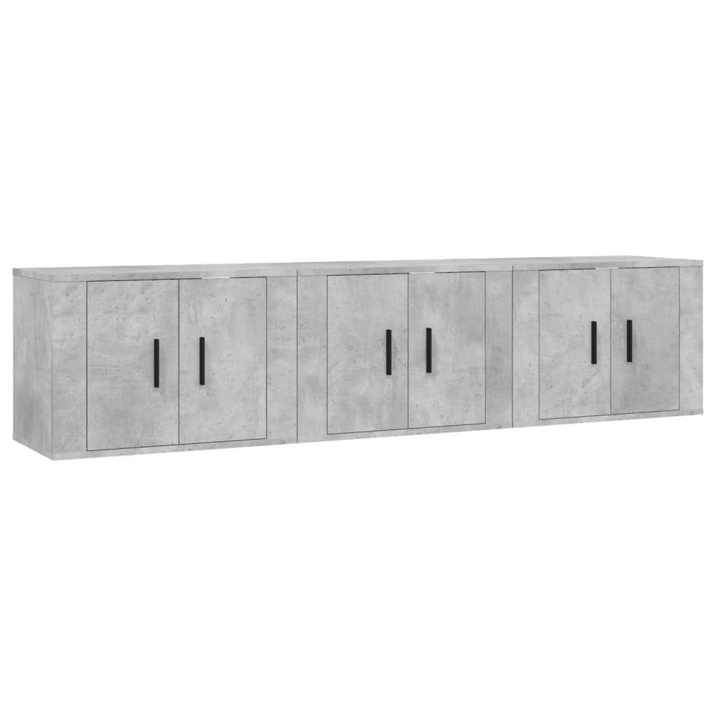 Mobili Porta TV a Parete 3 pz Grigio Cemento 57x34,5x40 cm - homemem39