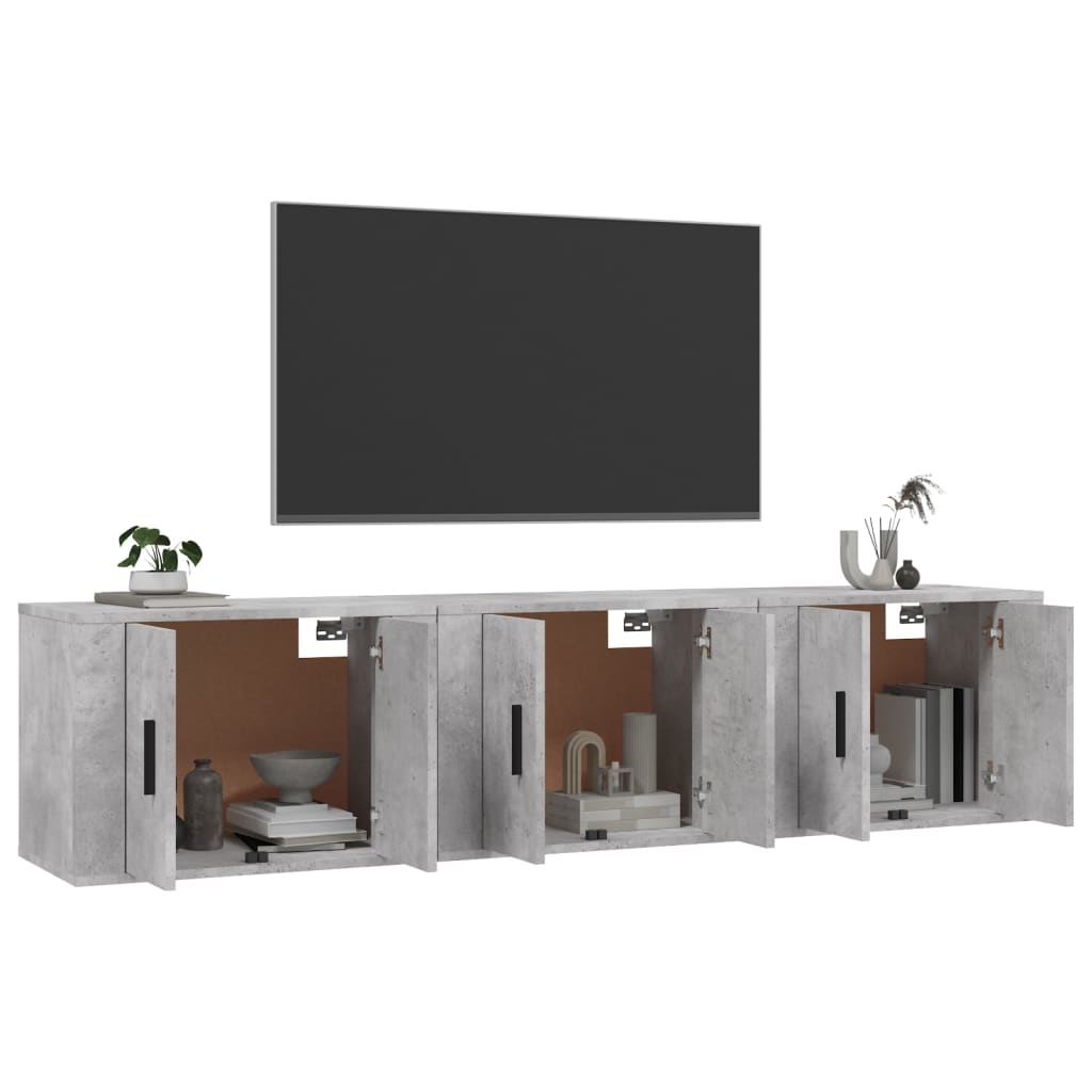 Mobili Porta TV a Parete 3 pz Grigio Cemento 57x34,5x40 cm - homemem39