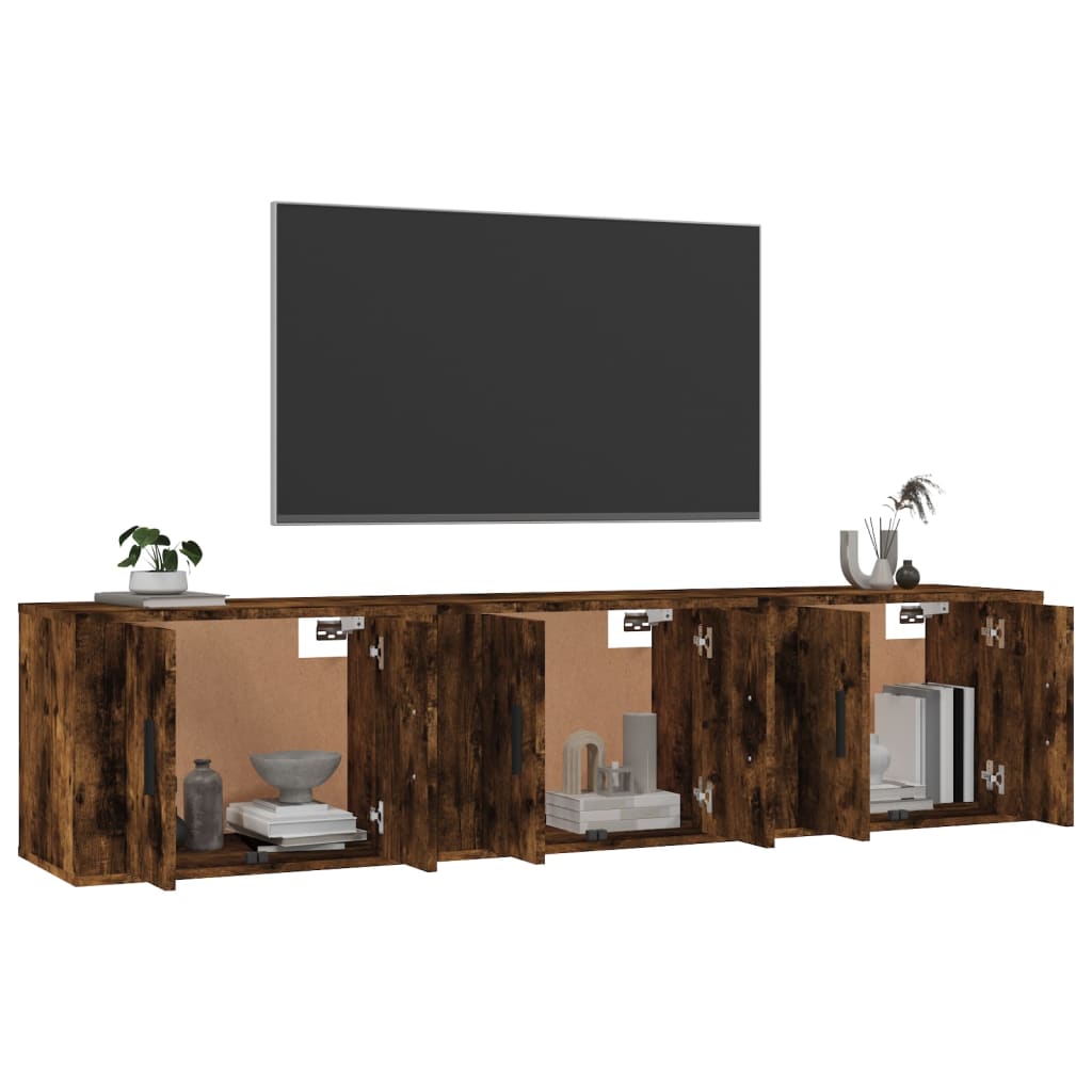 Mobili Porta TV a Parete 3 pz Rovere Fumo 57x34,5x40 cm - homemem39