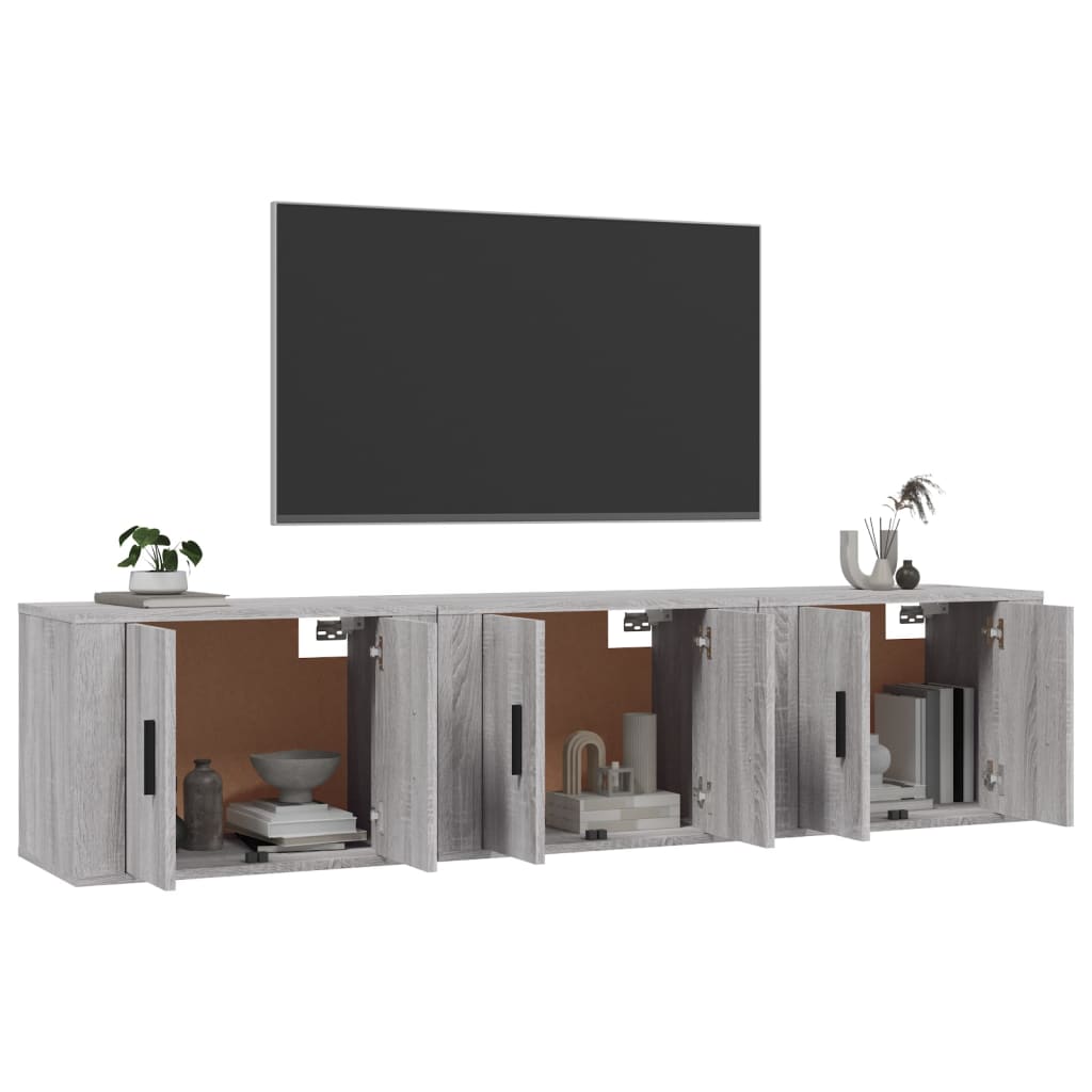 Mobili Porta TV a Parete 3 pz Grigio Sonoma 57x34,5x40 cm - homemem39