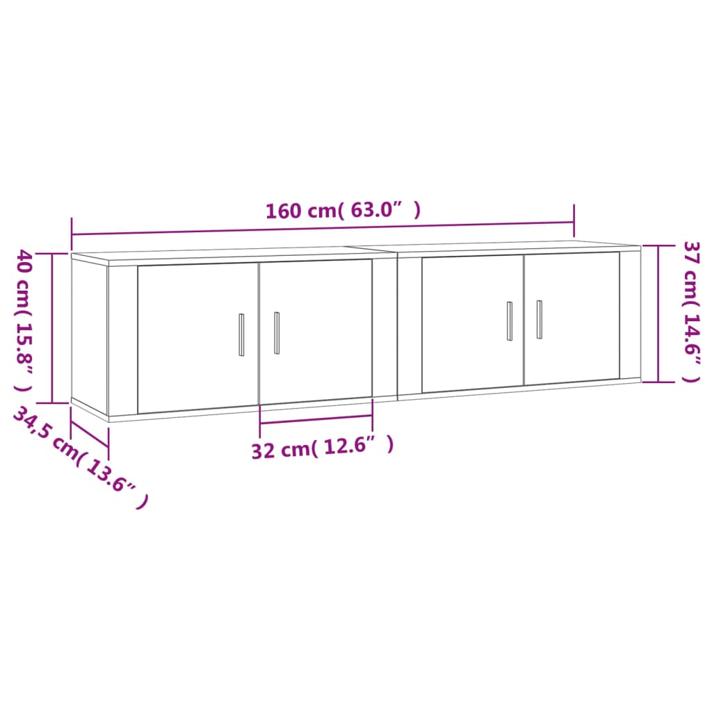 Mobili Porta TV a Parete 2 pz Bianco 80x34,5x40 cm - homemem39