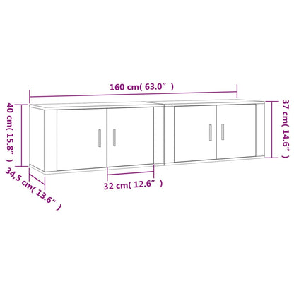 Mobili Porta TV a Parete 2 pz Bianco 80x34,5x40 cm - homemem39